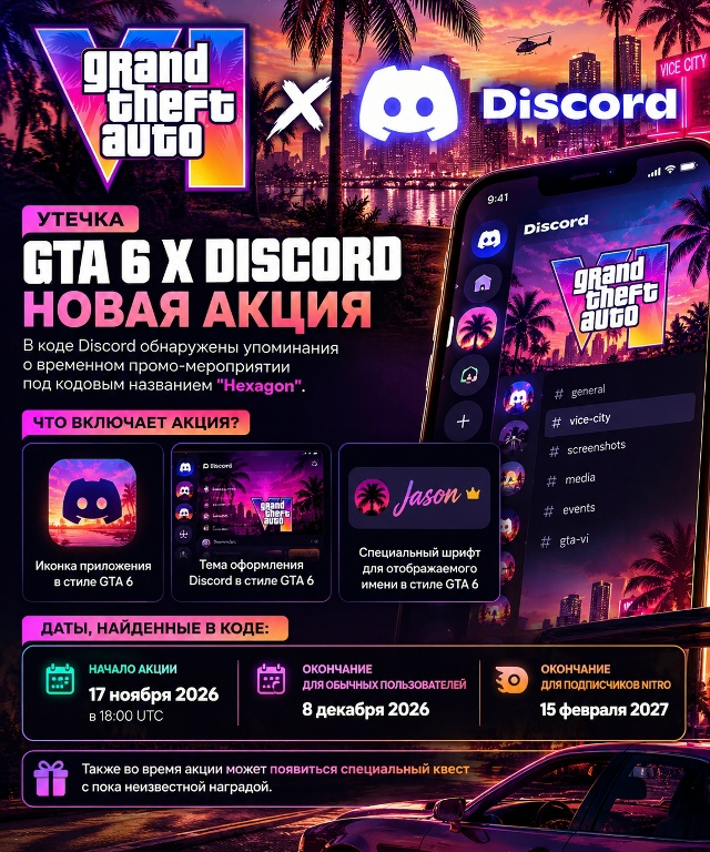 Утечка: Discord готовит акцию в стиле GTA 6
