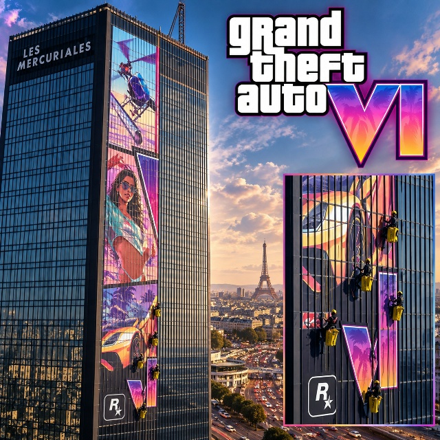 В Париже устанавливают гигантскую рекламу GTA 6