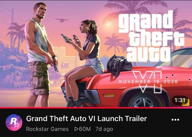 Трейлер GTA 6 собрал 60 млн просмотров за неделю